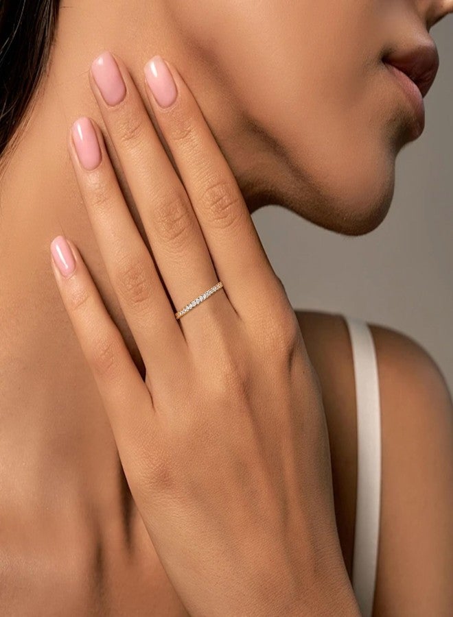 AIPULIDUO Women's gold rings, 18k white gold plated, set with round cubic zirconia (Cz) gemstones. These stackable rings are exquisite gifts for special occasions such as birthdays and weddings - Image 2